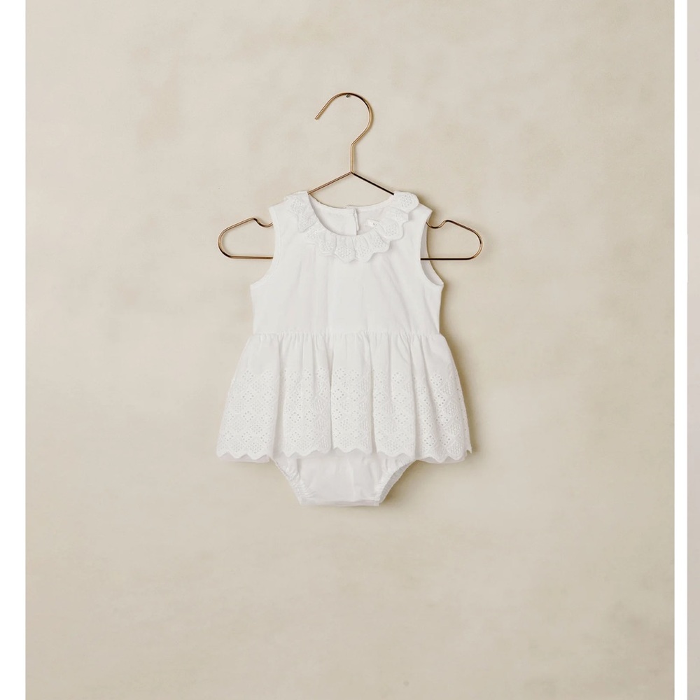 White Eyelet Ruffle Baby Dress Romper